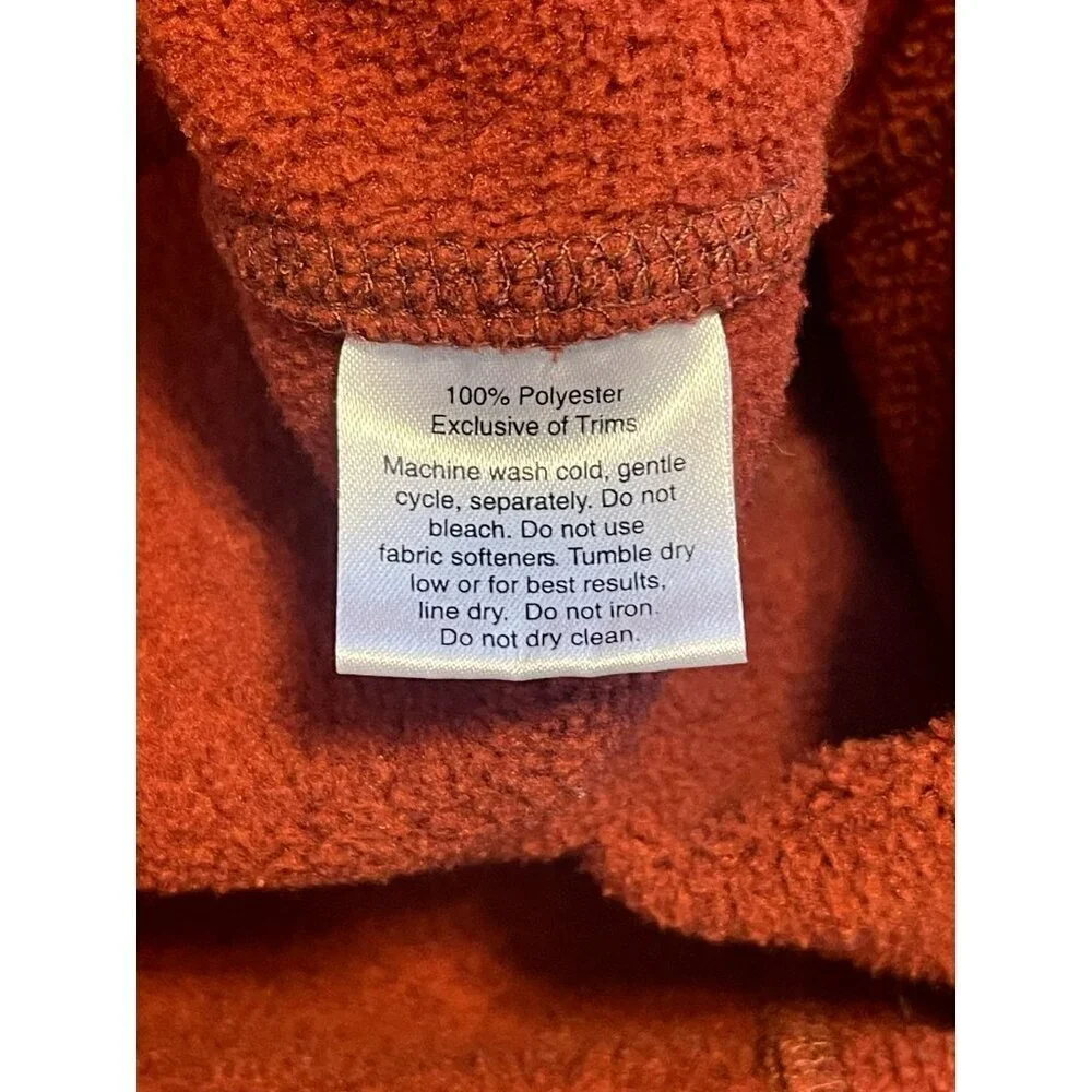Eddie Bauer Mens M Orange Sweater Fleece Quarter-Zip Pullover sleeve pocket